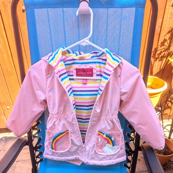 NWOT London Fog Girls Peplin Rainbow Fleece Lined Hooded Jacket (S/4) - Picture 7 of 10